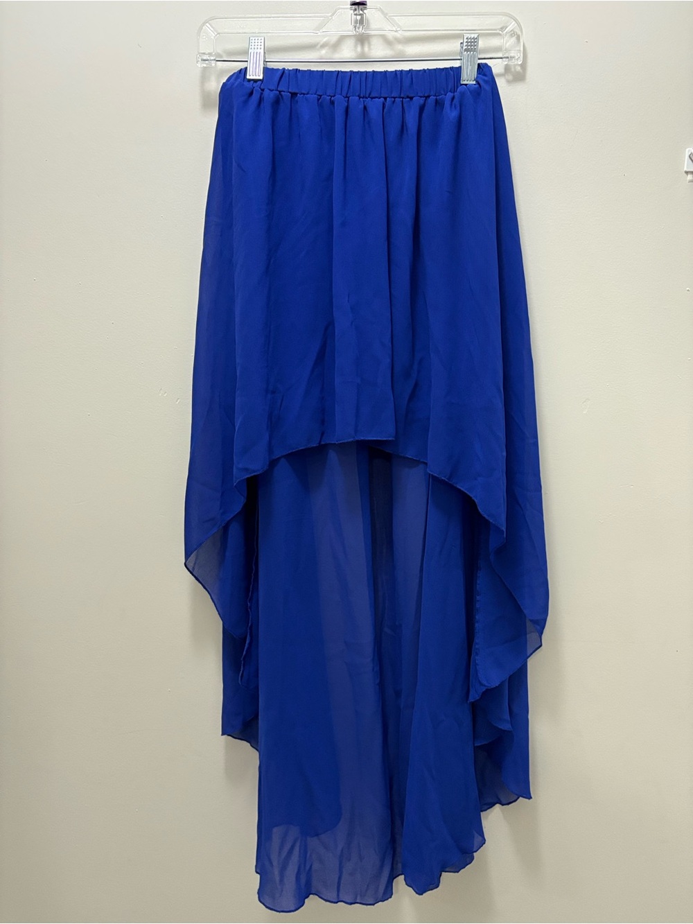 Chiffon High-Low Skirt in Cobalt Blue